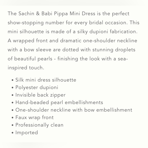 Sachin & Babi Pippa One-Shoulder Pearl-Embellished Bridal Wedding Mini Dress, 0 - Picture 5 of 15